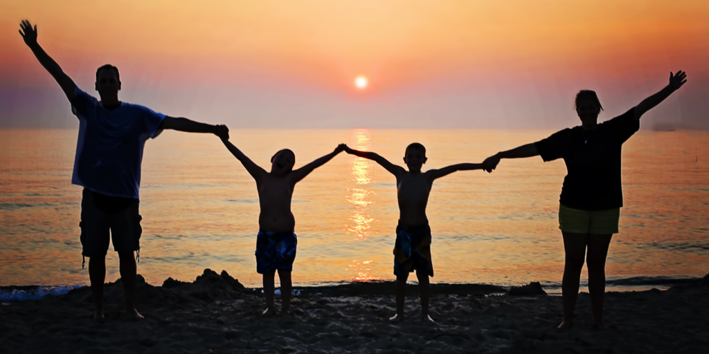 A family on vacation spending quality time together